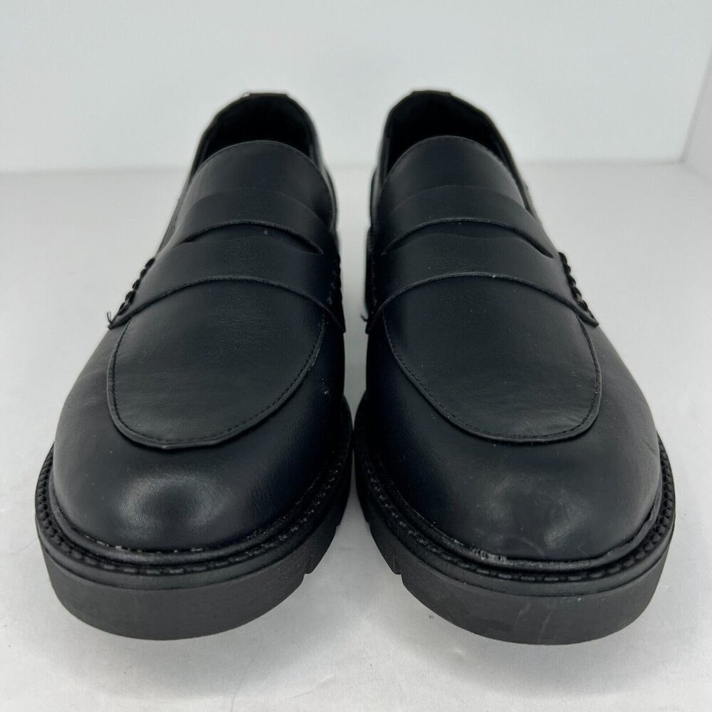 A New Day Womens Penny Black Faux Leather Classic Slip On Block Size 9 Loafers - Picture 3 of 9